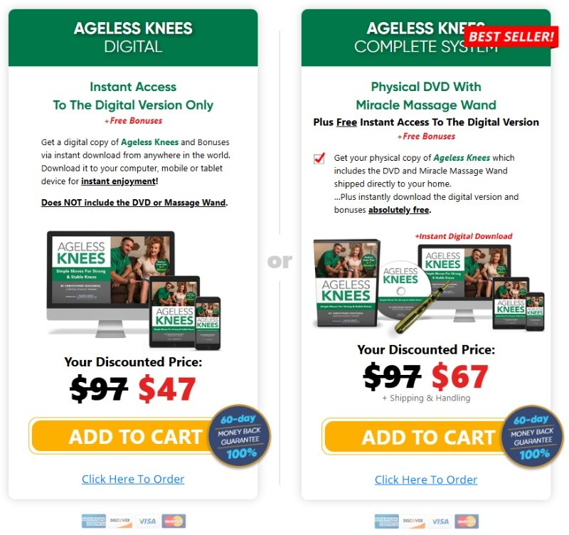 Buy Ageless Knees program securely online and start natural knee pain relief today